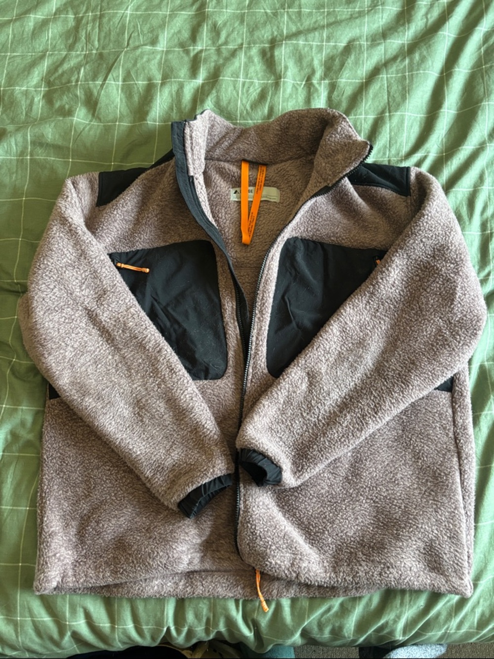 Orage Taupe /purple Sherpa Jacket with Black Panels